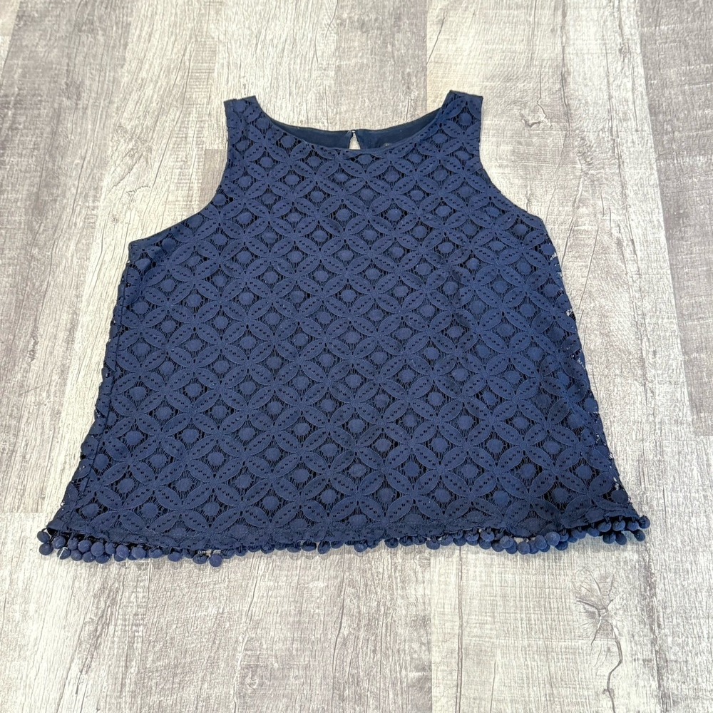 Ann Taylor Petite Lace Tank Top Size Medium Navy Color